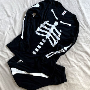 100% Cotton Skeleton Two Piece Pajama Set | Halloween Black and White